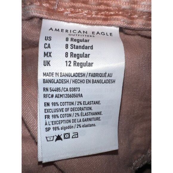 American Eagle Super Stretch  “Mom Jean” Pink Corduroy Pants  Size 8 - Picture 10 of 13